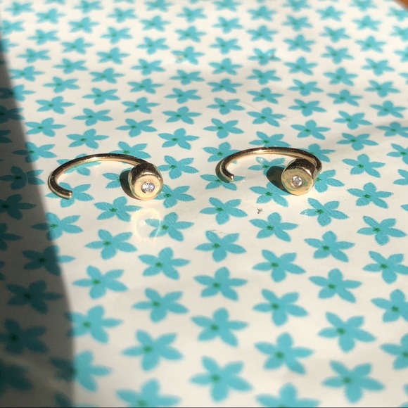 Melissa Joy Manning 14K Gold Diamond Hug Earrings Flush Set Delicate Mini Hoops - Picture 7 of 15